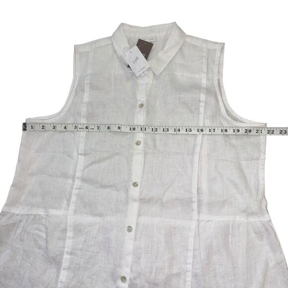 J. Jill 100% Linen White Tunic Button Down Blouse Women’s Sz L Preppy Old Money - Picture 11 of 14